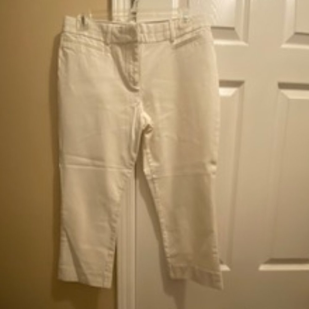 The Limited Signature Stretch White Crop Pants